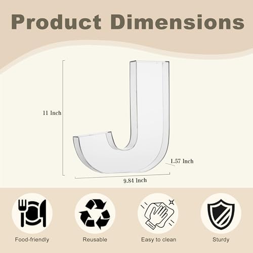 11" Clear Acrylic Letter & Number Charcuterie Tray-Reusable Fillable Alphabet Box for Displaying Candy, Cake, alternate view