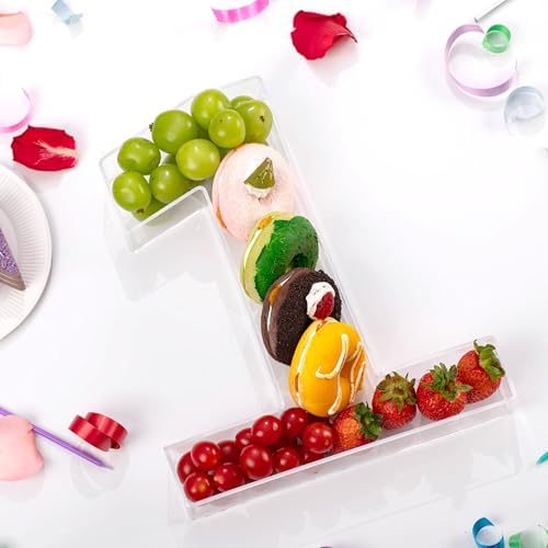 11" Clear Acrylic Letter & Number Charcuterie Tray-Reusable Fillable Alphabet Box for Displaying Candy, Cake, alternate view