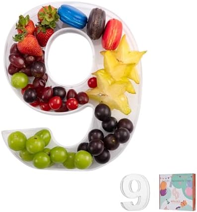 11" Clear Acrylic Letter & Number Charcuterie Tray-Reusable Fillable Alphabet Box for Displaying Candy, Cake