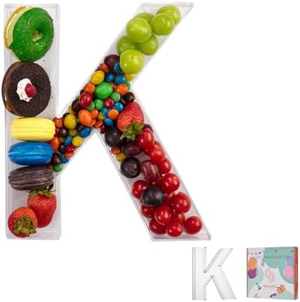 11" Clear Acrylic Letter & Number Charcuterie Tray-Reusable Fillable Alphabet Box for Displaying Candy, Cake