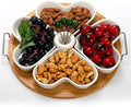 11 Inch Appetizer Serving Tray with Holder, Ceramic Divided Serving Platter with Food Picks for Christmas