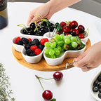 11 Inch Appetizer Serving Tray with Holder, Ceramic Divided Serving Platter with Food Picks for Christmas, alternate view 2