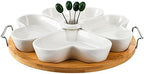 11 Inch Appetizer Serving Tray with Holder, Ceramic Divided Serving Platter with Food Picks for Christmas, alternate view 4