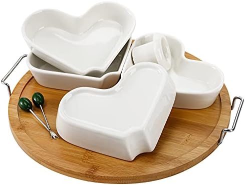 11 Inch Appetizer Serving Tray with Holder, Ceramic Divided Serving Platter with Food Picks for Christmas, alternate view 5