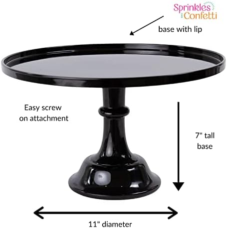 11-Inch Black Melamine Cake Stand Pedestal Reusable Dessert Cupcake Display in Black, alternate view 3