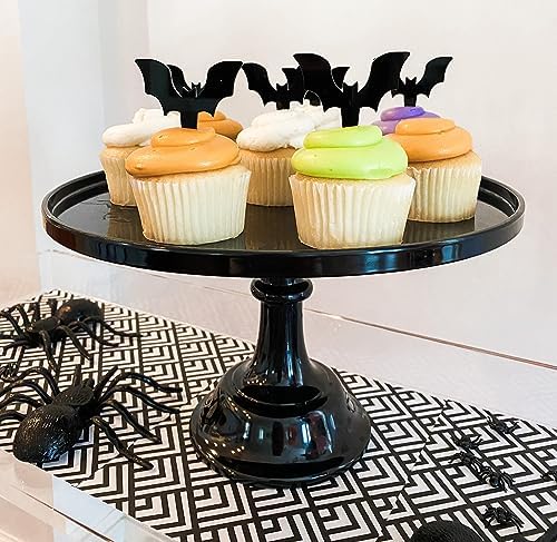 11-Inch Black Melamine Cake Stand Pedestal Reusable Dessert Cupcake Display in Black, alternate view 4