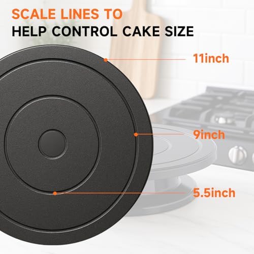 11 Inch Cake Turntable, Cake Decorating Turntable, Cake Spinner Stand in Black, alternate view 3