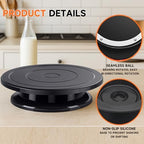 11 Inch Cake Turntable, Cake Decorating Turntable, Cake Spinner Stand in Black, alternate view 4