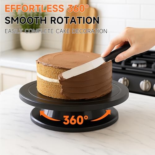 11 Inch Cake Turntable, Cake Decorating Turntable, Cake Spinner Stand in Black, alternate view 5