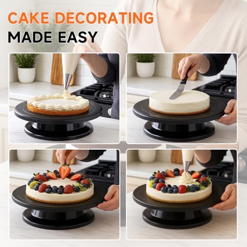 11 Inch Cake Turntable, Cake Decorating Turntable, Cake Spinner Stand in Black, alternate view 7