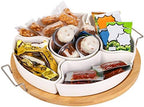 11 Inch Ceramic Divided Serving Dishes with Bamboo Platter, Appetizer Tray 5 Removable Snacks Bowls for Candy, alternate view