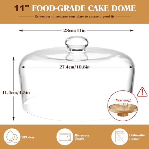 11 Inch Glass Cake Dome Cover in Clear, alternate view 2