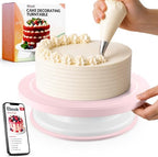 11 Inch Plastic Cake Decorating Turntable, Rotating Cake Stand for Beginners, Smooth Clockwise &