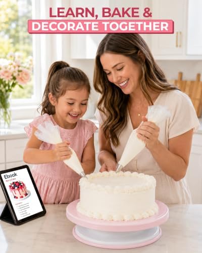 11 Inch Plastic Cake Decorating Turntable, Rotating Cake Stand for Beginners, Smooth Clockwise &, alternate view 2