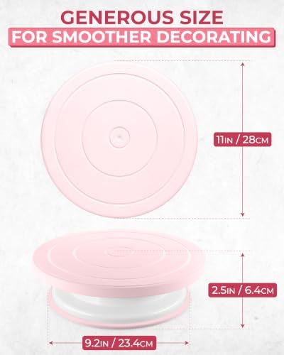 11 Inch Plastic Cake Decorating Turntable, Rotating Cake Stand for Beginners, Smooth Clockwise &, alternate view 3
