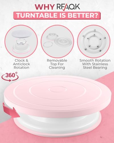 11 Inch Plastic Cake Decorating Turntable, Rotating Cake Stand for Beginners, Smooth Clockwise &, alternate view 5