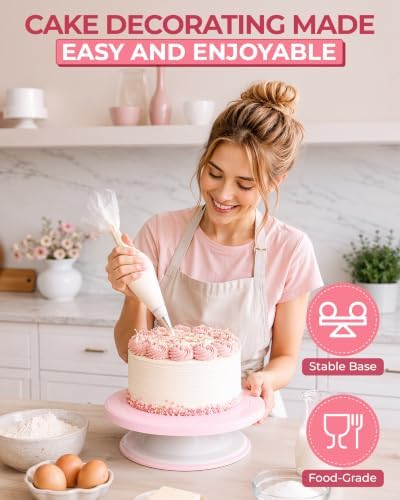 11 Inch Plastic Cake Decorating Turntable, Rotating Cake Stand for Beginners, Smooth Clockwise &, alternate view 7