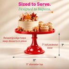 11-Inch Red Cake Stand Premium Melamine Dessert Display Reusable Serving in Red, alternate view 2