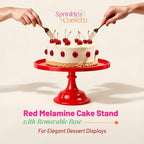 11-Inch Red Cake Stand Premium Melamine Dessert Display Reusable Serving in Red, alternate view 3