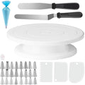 11 Inch Revolving Cake Stand Turntable, Cake Decorating Kit with 24 Icing Piping Tips, 3 Scrapers, 2 Spatulas, 1