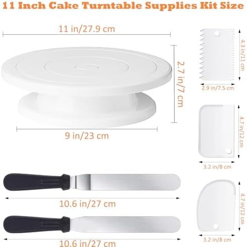 11 Inch Revolving Cake Stand Turntable, Cake Decorating Kit with 24 Icing Piping Tips, 3 Scrapers, 2 Spatulas, 1, alternate