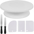 11 Inch Rotating Cake Stand/Turntable w/ 2 Icing Spatula & 3 Icing Smoother in White