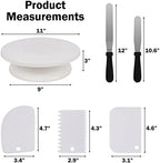 11 Inch Rotating Cake Stand/Turntable w/ 2 Icing Spatula & 3 Icing Smoother in White, alternate view 3