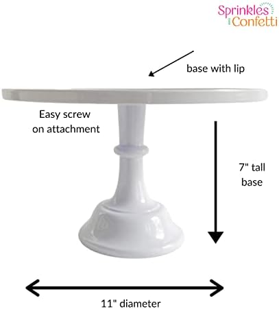 11-Inch White Melamine Cake Stand Pedestal Durable Plastic Dessert Display in White, alternate view 3