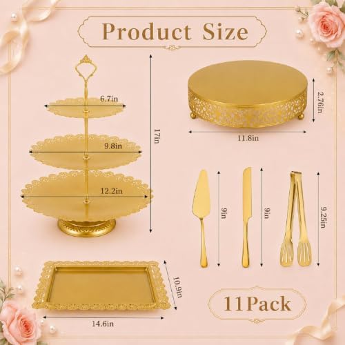 11 Pack desert table display set, Metal Gold Dessert Stands and Bases para Mesa de Postres, Elegant Gold Desert, alternate