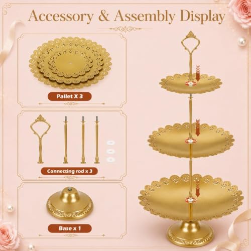 11 Pack desert table display set, Metal Gold Dessert Stands and Bases para Mesa de Postres, Elegant Gold Desert, alternate