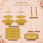 11 Pack desert table display set, Metal Gold Dessert Stands and Bases para Mesa de Postres, Elegant Gold Desert, alternate