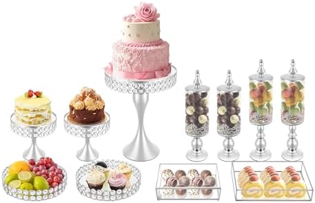 11 PCS Cake Stand Set Cupcake Stand Multiple Style Dessert Display Tower in Silver
