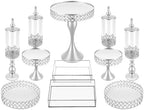 11 PCS Cake Stand Set Cupcake Stand Multiple Style Dessert Display Tower in Silver, alternate view 3