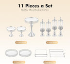 11 PCS Cake Stand Set Cupcake Stand Multiple Style Dessert Display Tower in Silver, alternate view 5