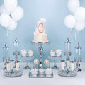 11 Pcs Crystal Silver Cake Stand Set, Elegant Dessert Display Cake Stands Tray Round Silver Cupcake Stand with
