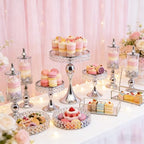 11 Pcs Crystal Silver Cake Stand Set, Elegant Dessert Display Cake Stands Tray Round Silver Cupcake Stand with, alternate