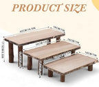 11 Pcs Wood Cake Stand Rectangular Round Rustic Wedding Cake Holder Tray with Wooden Slice Toppers and Cutter, alternate view