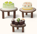 11 Pcs Wood Cake Stand Rectangular Round Rustic Wedding Cake Holder Tray with Wooden Slice Toppers and Cutter, alternate view