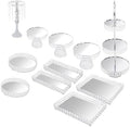 11 Pieces Silver Iron Crystal Cake Stand Sets for Celebrations Decorations in Silver