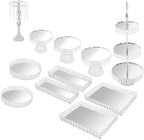 11 Pieces Silver Iron Crystal Cake Stand Sets for Celebrations Decorations in Silver