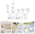 11 Pieces Silver Iron Crystal Cake Stand Sets for Celebrations Decorations in Silver, alternate view 4