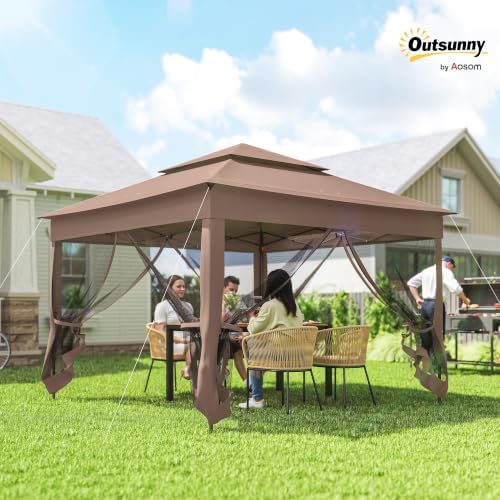 11' x 11' Pop Up Canopy w/Removable Zipper Netting, Brown in Brown, alternate view 2