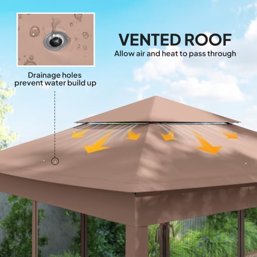 11' x 11' Pop Up Canopy w/Removable Zipper Netting, Brown in Brown, alternate view 5