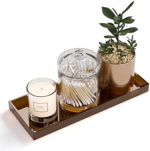 11" x 4.3" Bathroom Vanity Acrylic Tray, Small Amber in Brown - Small