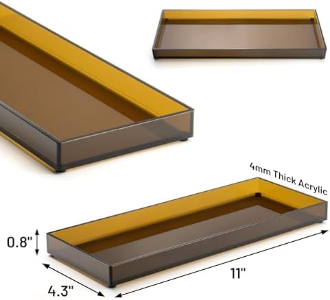 11" x 4.3" Bathroom Vanity Acrylic Tray, Small Amber in Brown - Small, alternate view 3