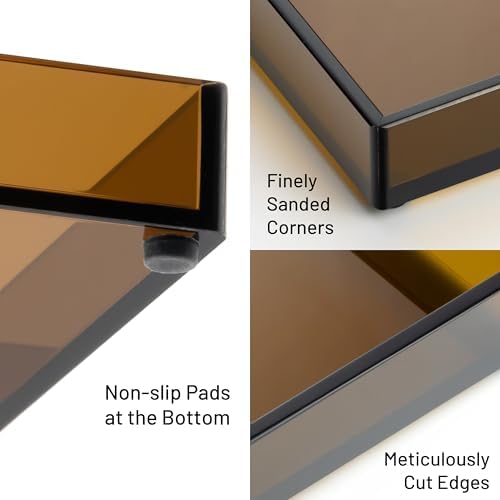 11" x 4.3" Bathroom Vanity Acrylic Tray, Small Amber in Brown - Small, alternate view 4