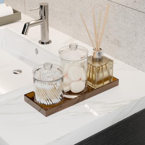 11" x 4.3" Bathroom Vanity Acrylic Tray, Small Amber in Brown - Small, alternate view 5