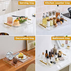 11"x14" Clear Acrylic Serving Tray with Golden Handles, Sturdy Huge Capacity Acrylic Tray for Coffee, Juice, alternate view 3