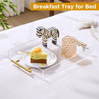 11"x14" Clear Acrylic Serving Tray with Golden Handles, Sturdy Huge Capacity Acrylic Tray for Coffee, Juice, alternate view 6