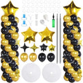 110 Pcs Black and Gold Balloon Arch Column Stand Kit